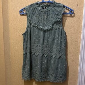 Chic Sleeveless Lace Blouse - Teal